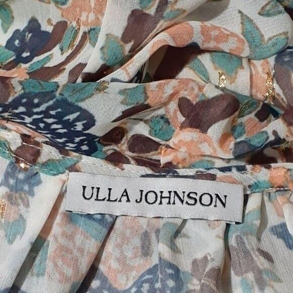 ULLA JOHNSON  Gardenia Delphine Floral Tiered Ruffled Dress Boho Party Size 2 - Picture 12 of 14